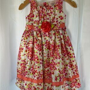 Girls Floral Party Dress with Coral Flower Accent (5)